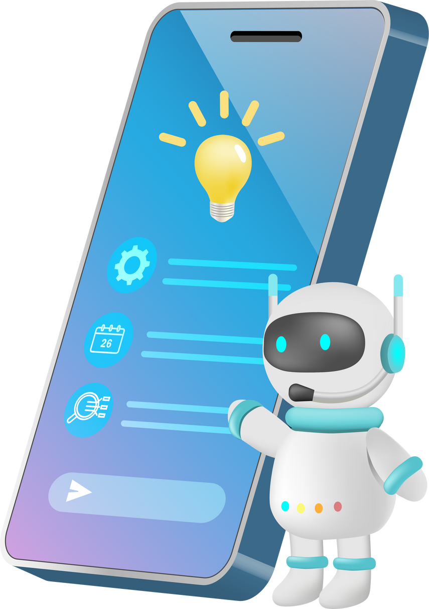 AI chat bot on smartphone answer question and advise smart solution to user.